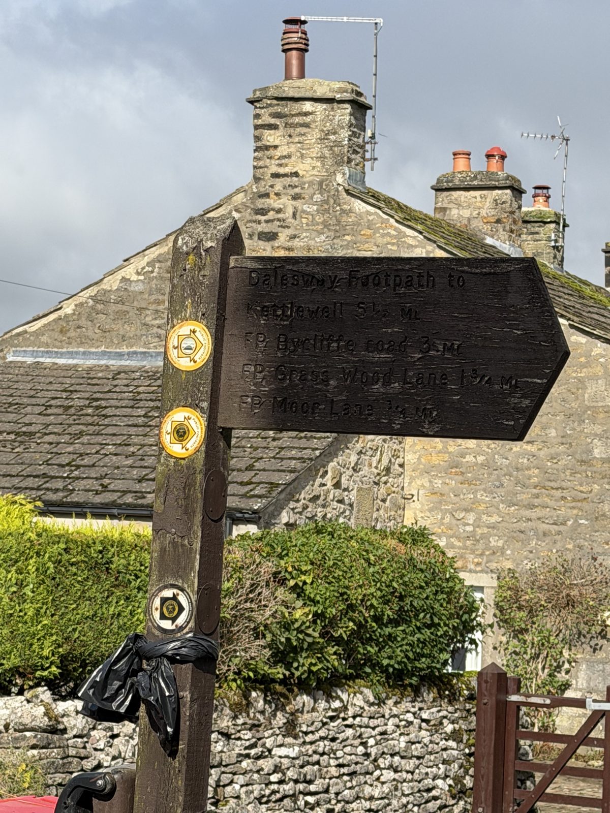The Dales Way signpost taking you out of Grassington