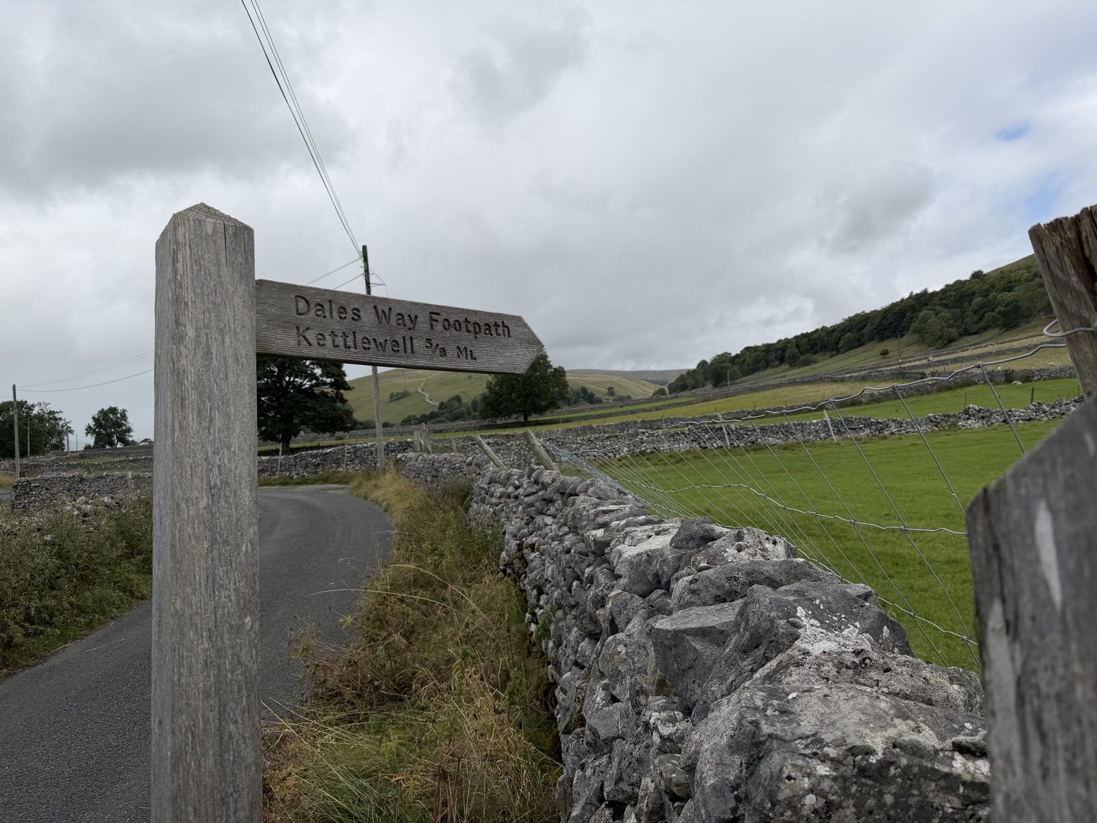 The Dales Way signpost out of Kettlewell — five eighths of a mile