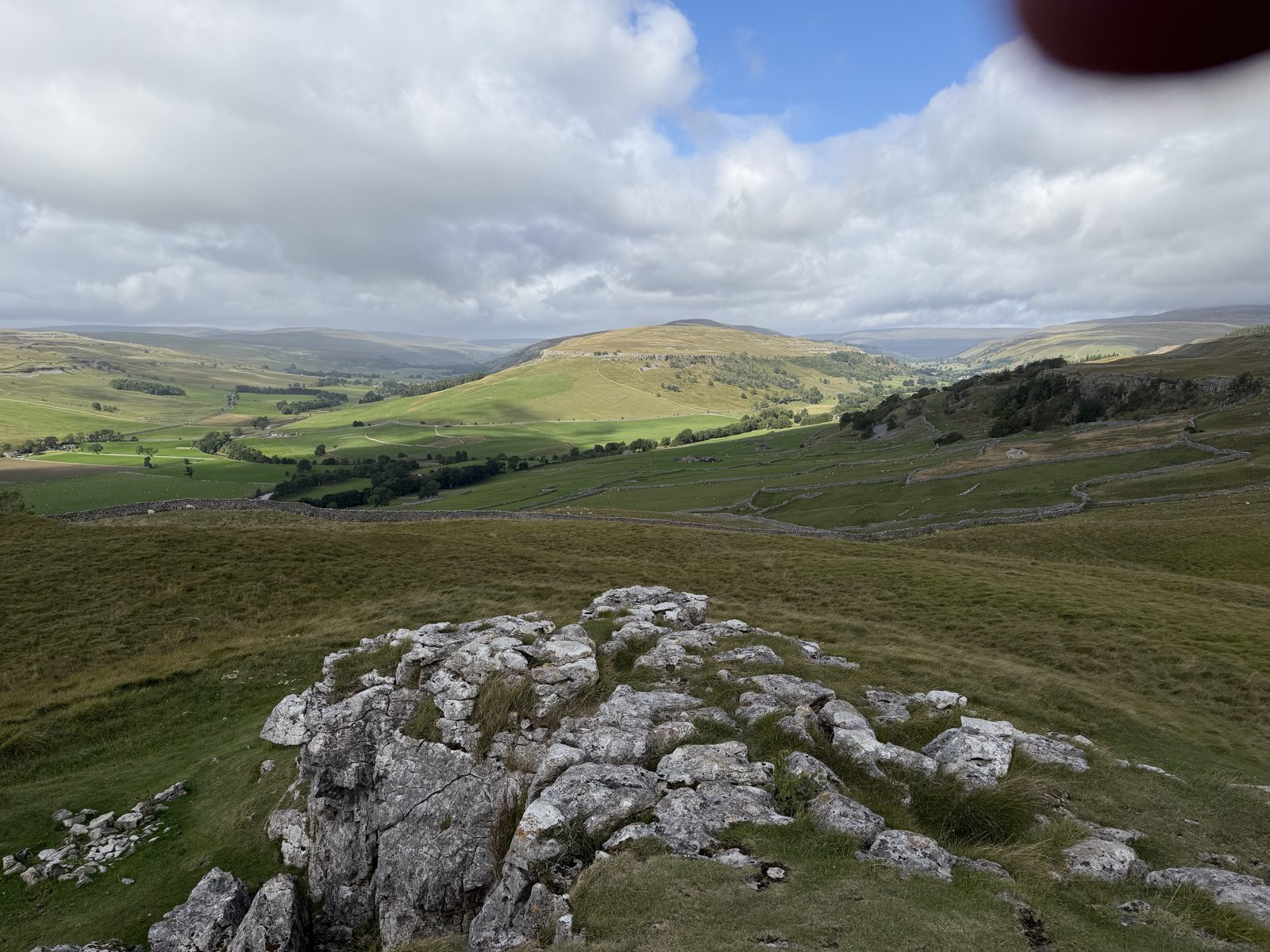 Looking out over Wharfedale from the limestone terrace