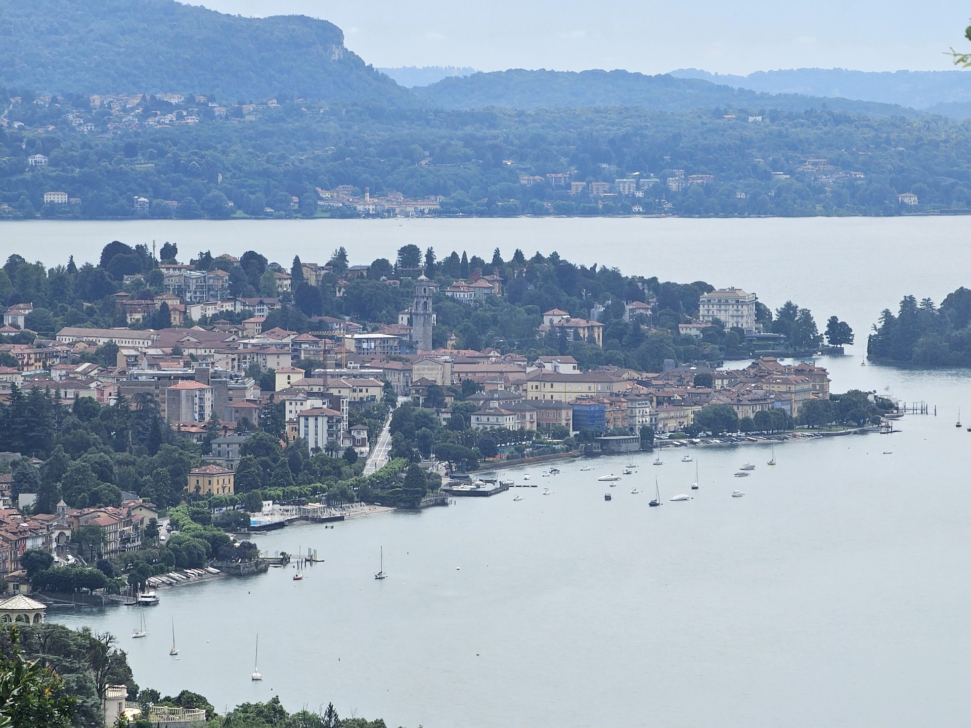 Looking down over the lakeside town and harbour of Verbania on Lake Maggiore